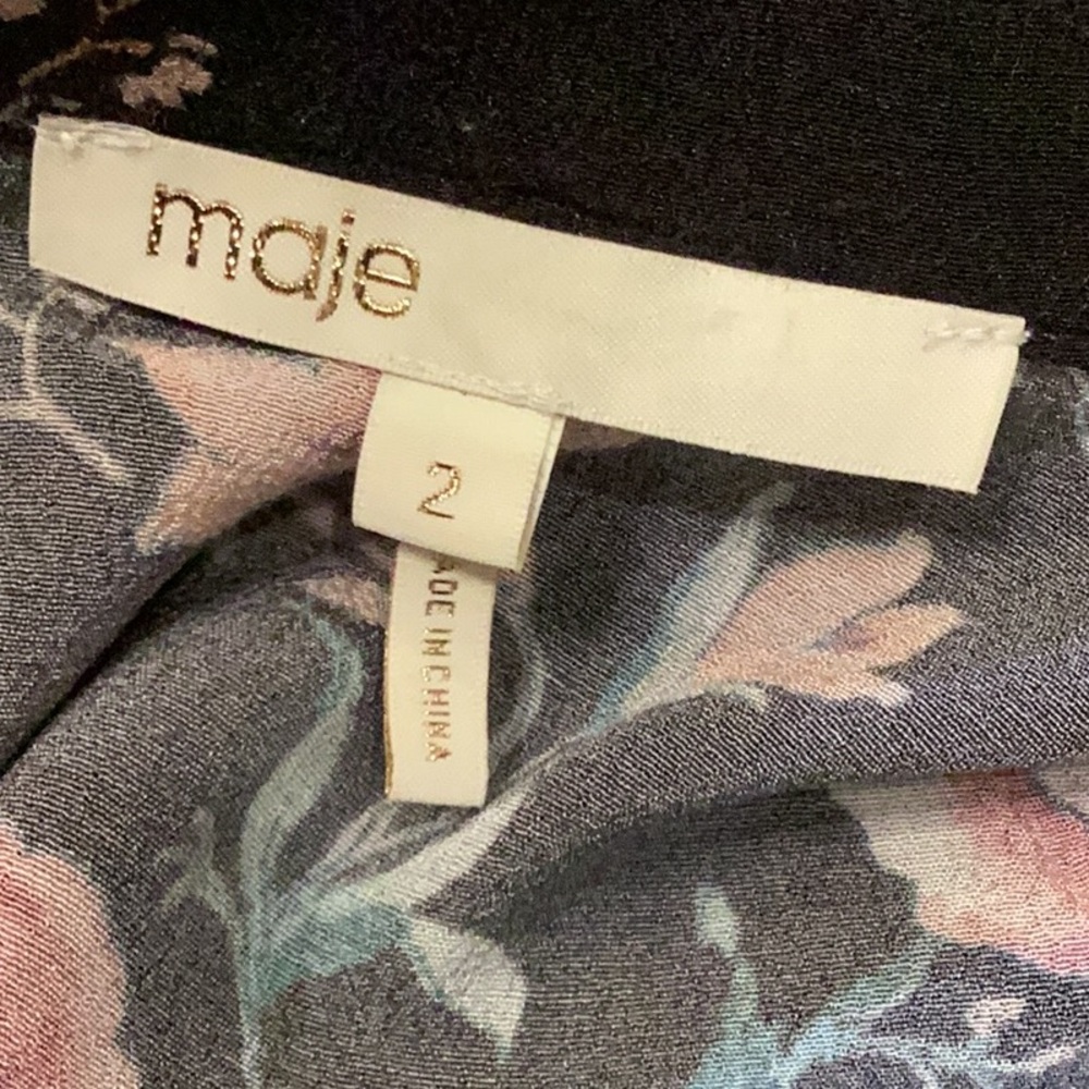 Maje Riller Two Tone Floral Shirt Dress Sz 2 - Picture 11 of 13